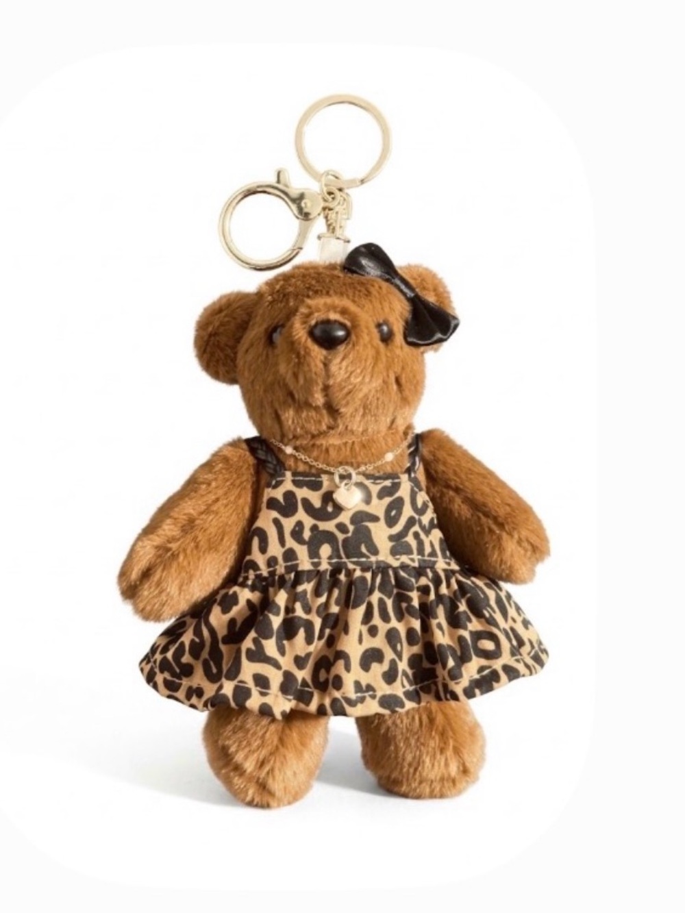NWT ⚜️🧸⚜️ Natasha Teddy Bear Cheetah Dress Keychain Bag Charm